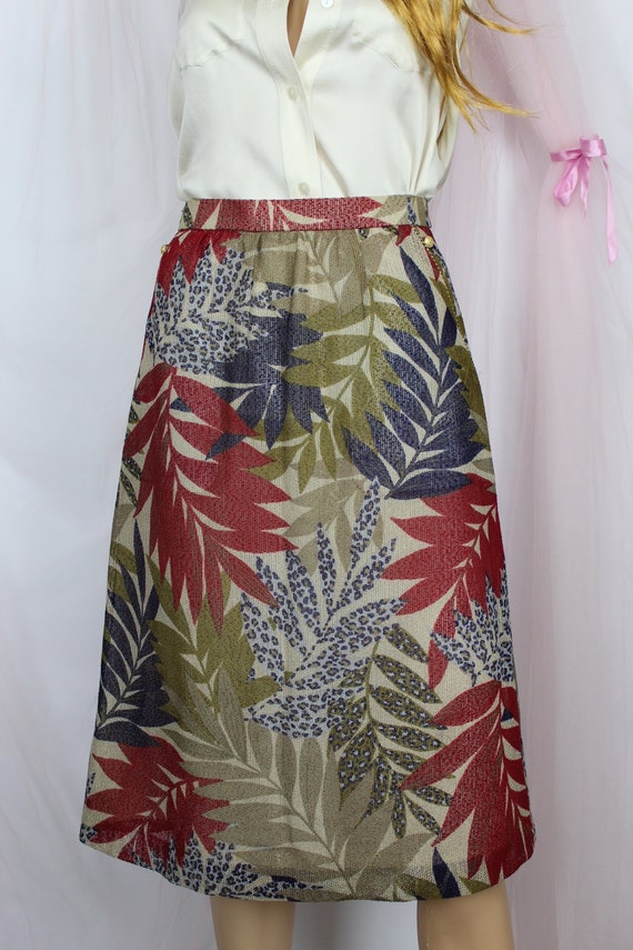 Vintage 70s Tokyo Skirt, VTG Print Skirt, Office S