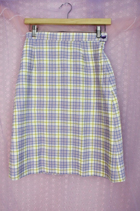 Vintage 60s 70s Handmade Checkered Tweed Skirt, A… - image 2