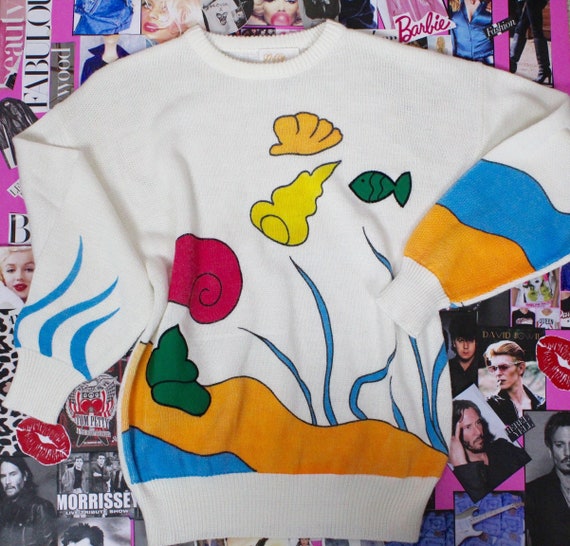 Vintage 90's Cute Colorful Under the Sea Sweater - image 1