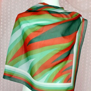 Vintage Green Mod Polyester Scarf, Scarfs