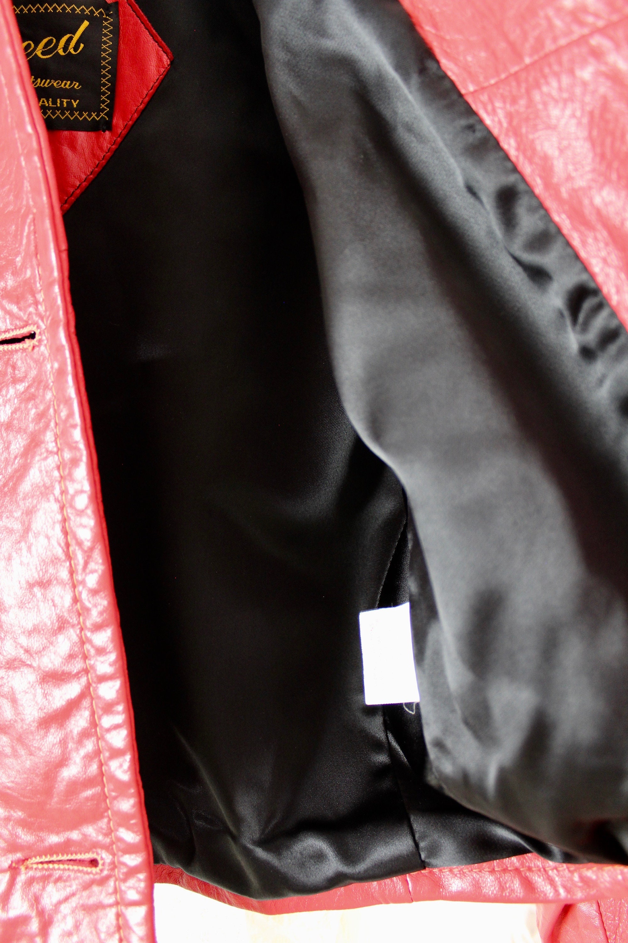 Vintage 80s 90s Women Reed Sportswear Leather Jacket, Red Leather