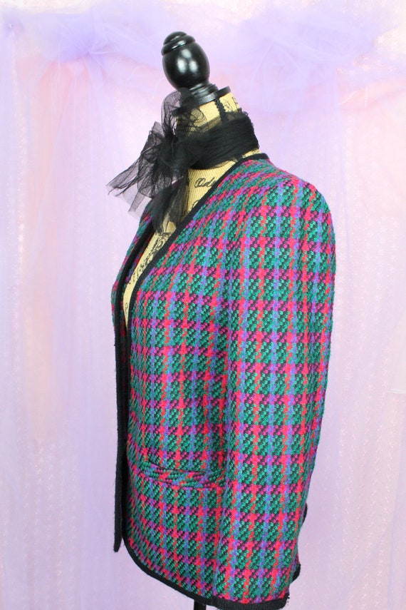 Vintage 90s Koret Colorful Checkered Blazer, VTG … - image 6