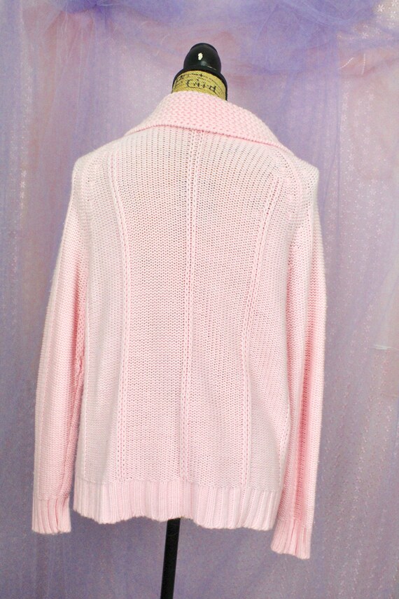 Vintage 70s Pink Knit Sweater, VTG Knit Cardigan,… - image 5