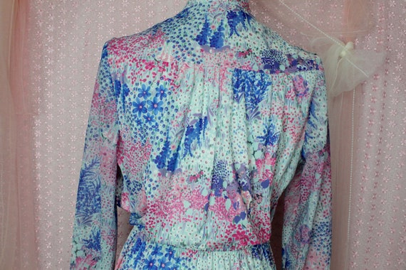 Vintage 70s Colorful Floral ShirtDress, VTG Color… - image 7