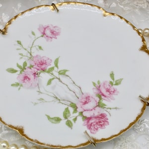 Vintage Haviland Limoges France Porcelain Rose Wall Plate, Hand Painted Rose Plate, Wall Plates, Home Decor, Made in France, Gift Ideas