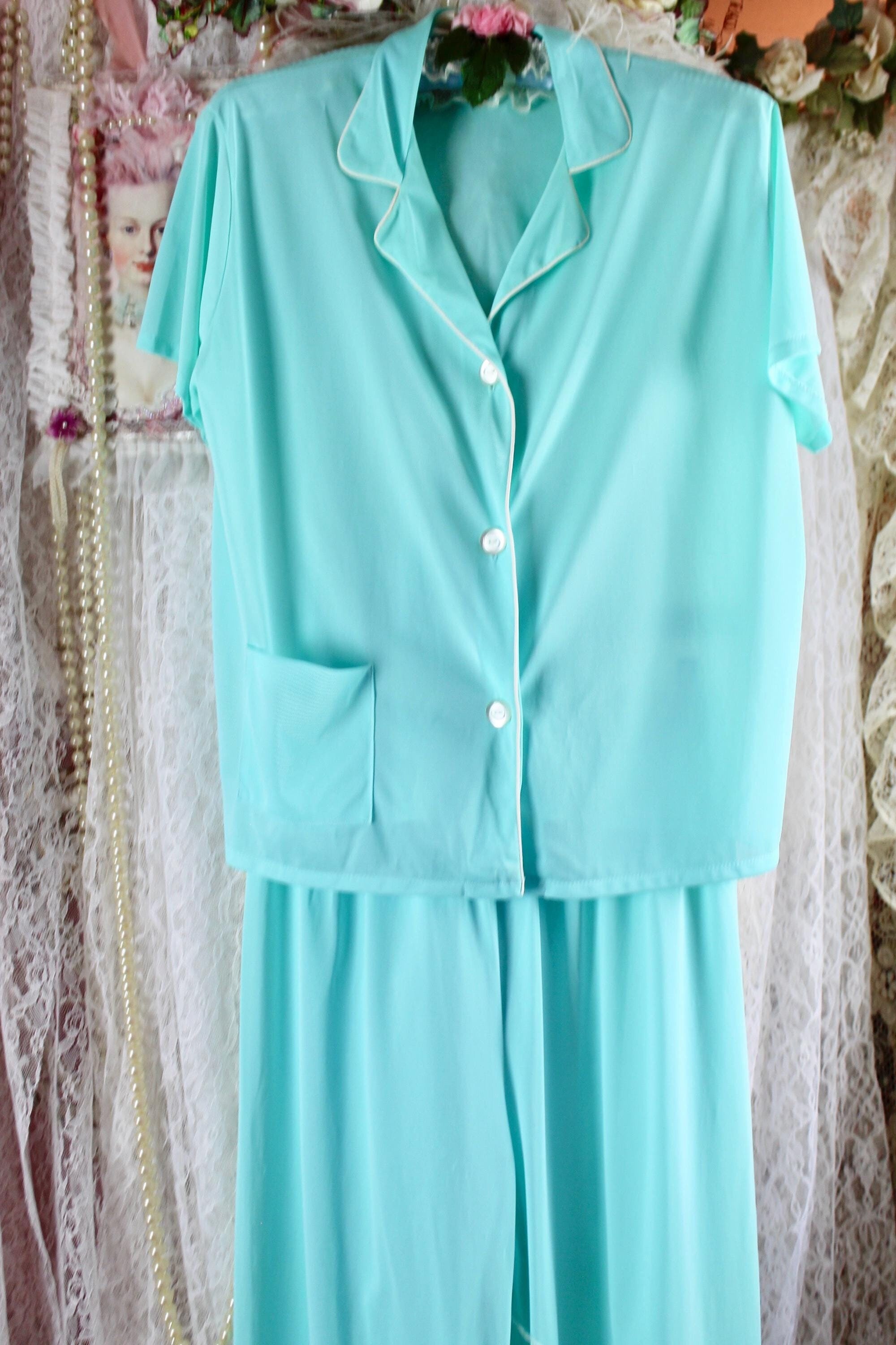 Vintage 60s 70s JC Penney Pajama Set, Vintage Sleepwear, Night