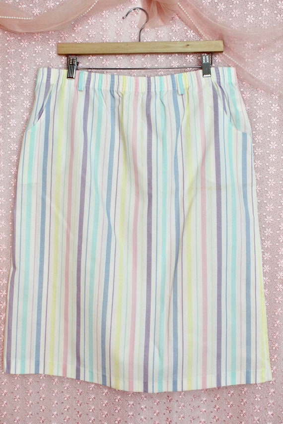 Vintage 80s 90s Colorful Striped Skirt, Preppy St… - image 1