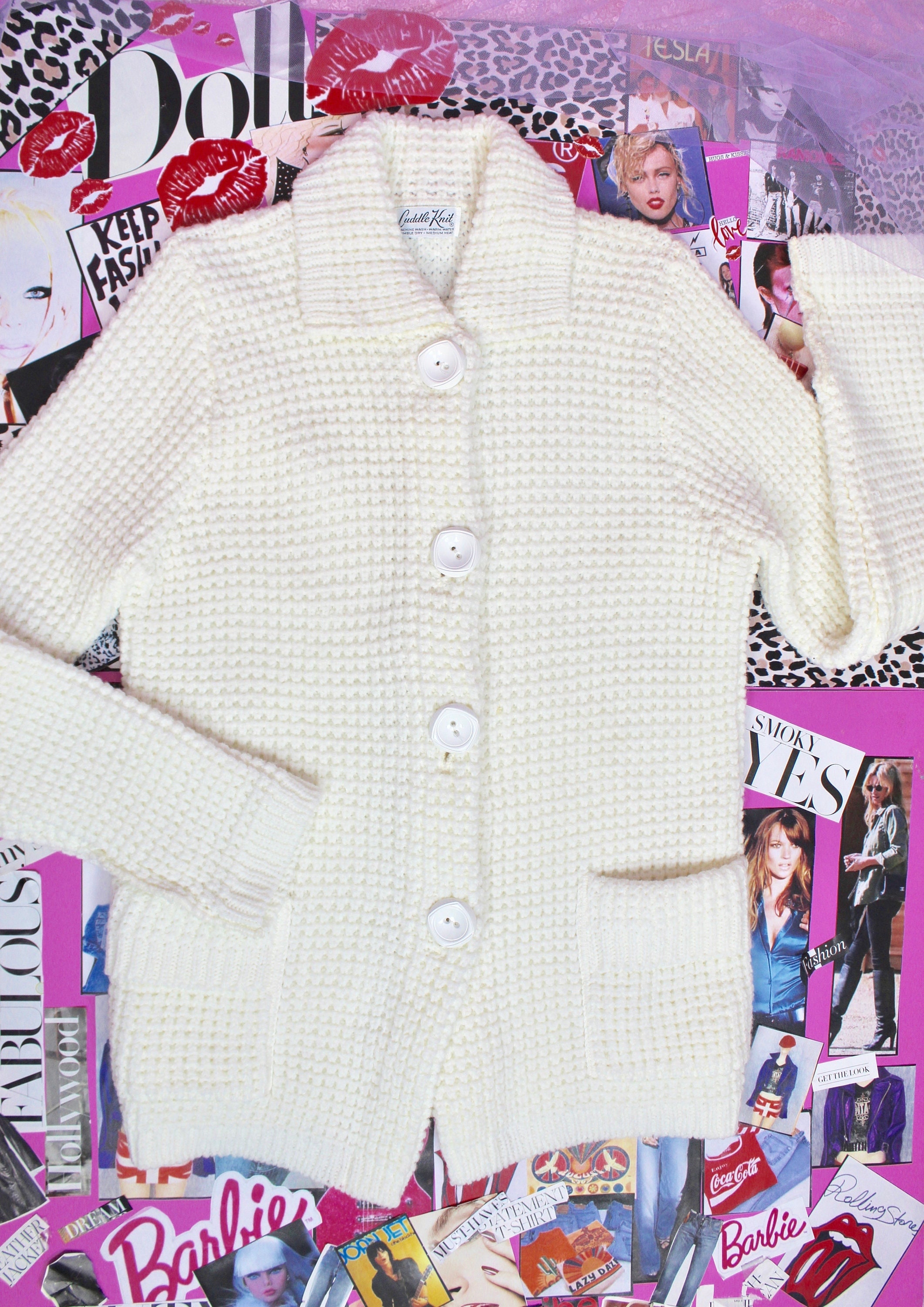 Vintage 60s 70s Cuddle Knit Button up Cardigan Sweater, Crochet Vintage 60s 70s Cuddle Knit Button up Cardigan Sweater, Crochet