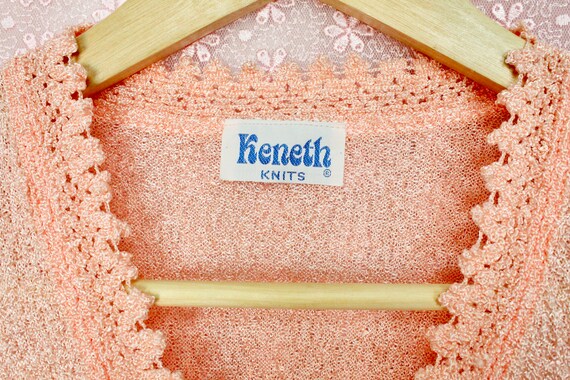 Vintage 70s Keneth Knit Peachy Pink Top, Knit Top… - image 2