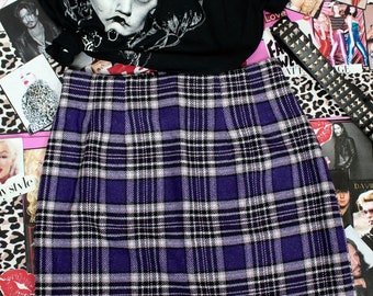 Plaid Skirt Purple Emerson Skirt Vintage 90's Plaid Skirt, Mod