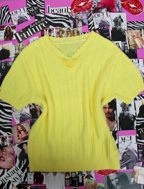 Vintage 90's Yellow Sweater Top - image 3