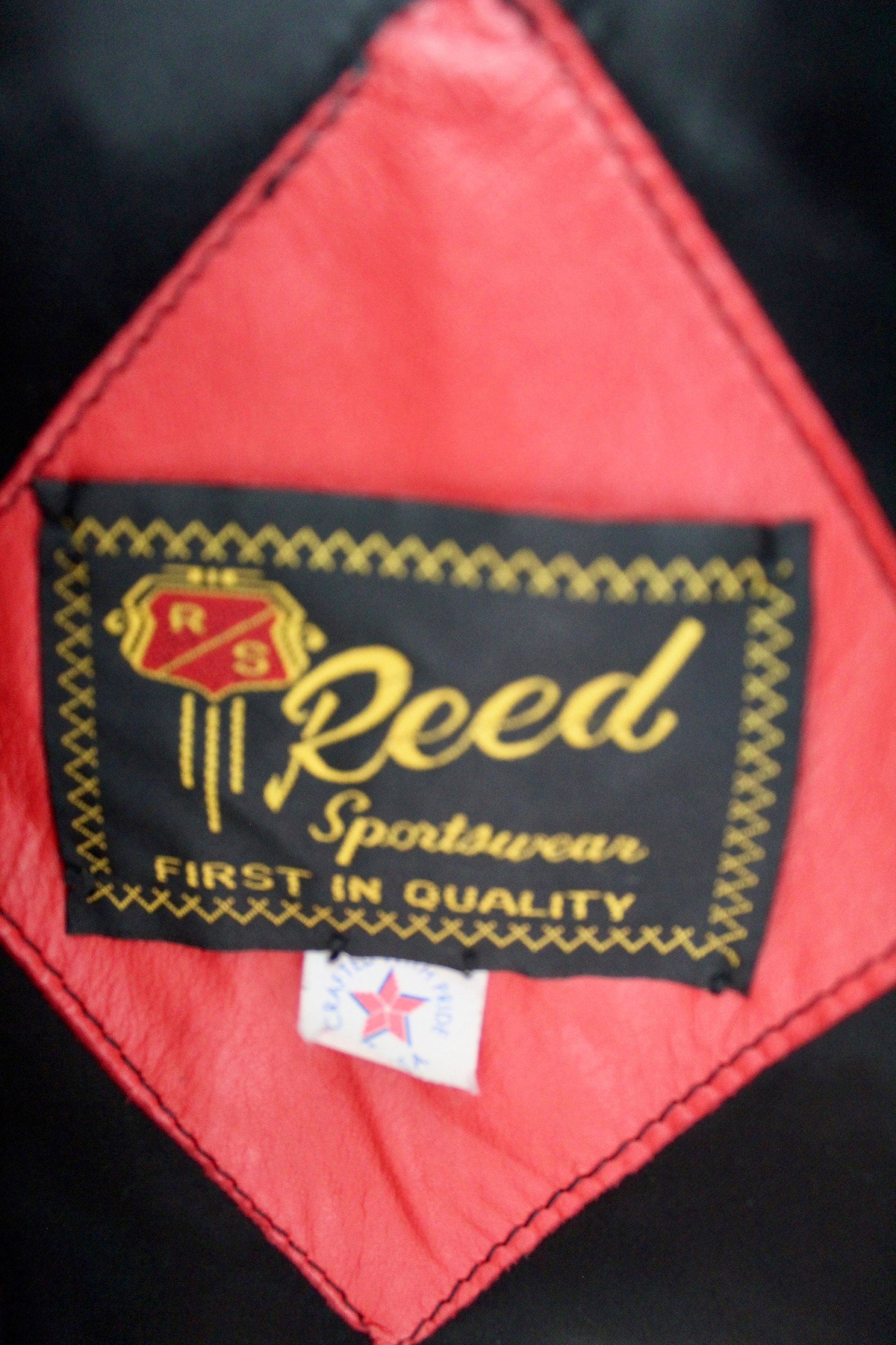 Vintage 80s 90s Women Reed Sportswear Leather Jacket, Red Leather