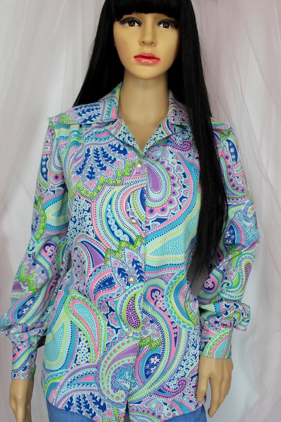 Vintage 70's Pattern Button Down - image 1
