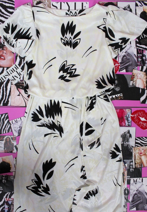 Vintage 80s 90s J.B Xpress Black/Cream Sheer Dress