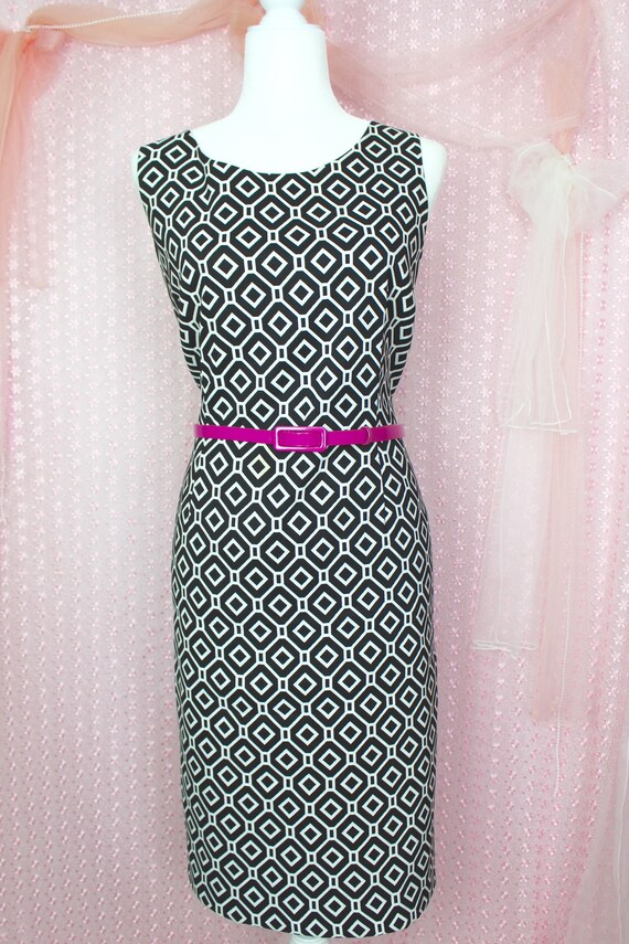 Y2Ks Beautiful Classy Jones Studio Abstract Dress Geometric Black White Dress Sheath Dress Women s Dresses Size 14