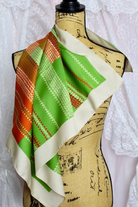 Vintage 70s Italian Scarf, Abstract, Print Scarf, 