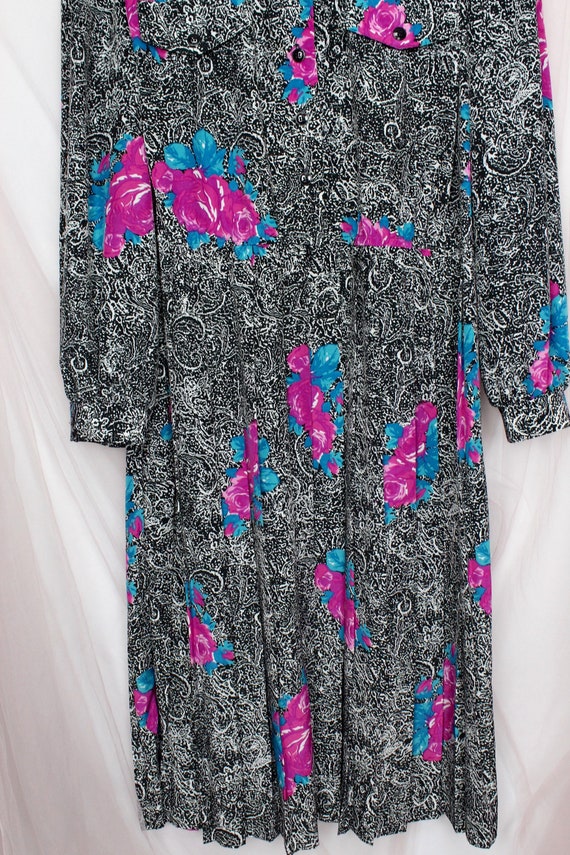 Vintage 80's 90's Leslie Fay Floral Dress, Preppy… - image 2