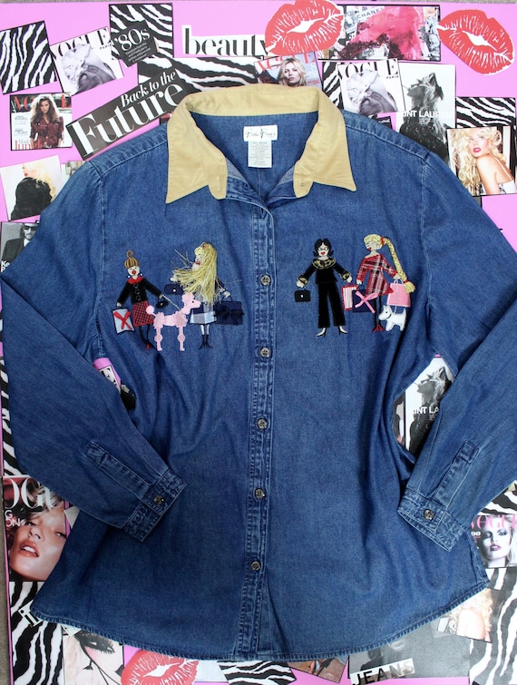 90s Bobbie Brooks Button up Denim Shirt, Women Denim Shirts, Size