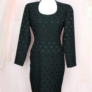 Vintage 80s 90s Black Polka Dot Dress, Mod Polka Dot Dress, Pinup Dress, Size Medium image 5