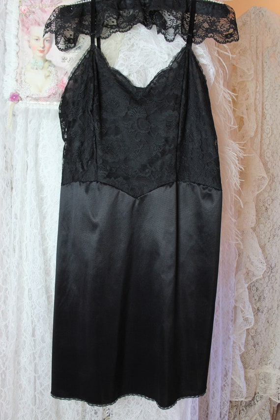 Vintage 50s Vanity Fair Exquisite Black Lace Midi… - image 3