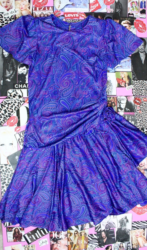 Vintage 80's Colorful Paisley Dress, VTG Dresses, 