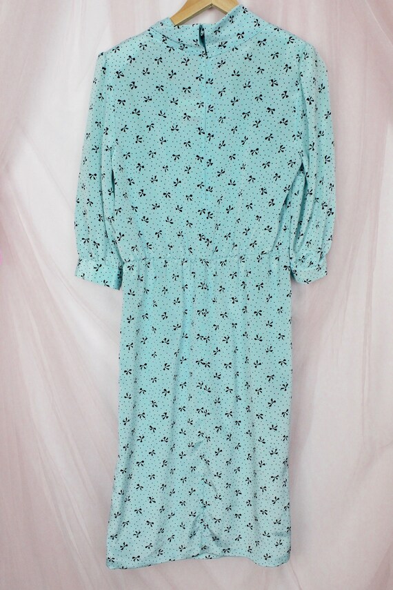 Vintage 80's Mint Polka Dot/ Bow Dress - image 7