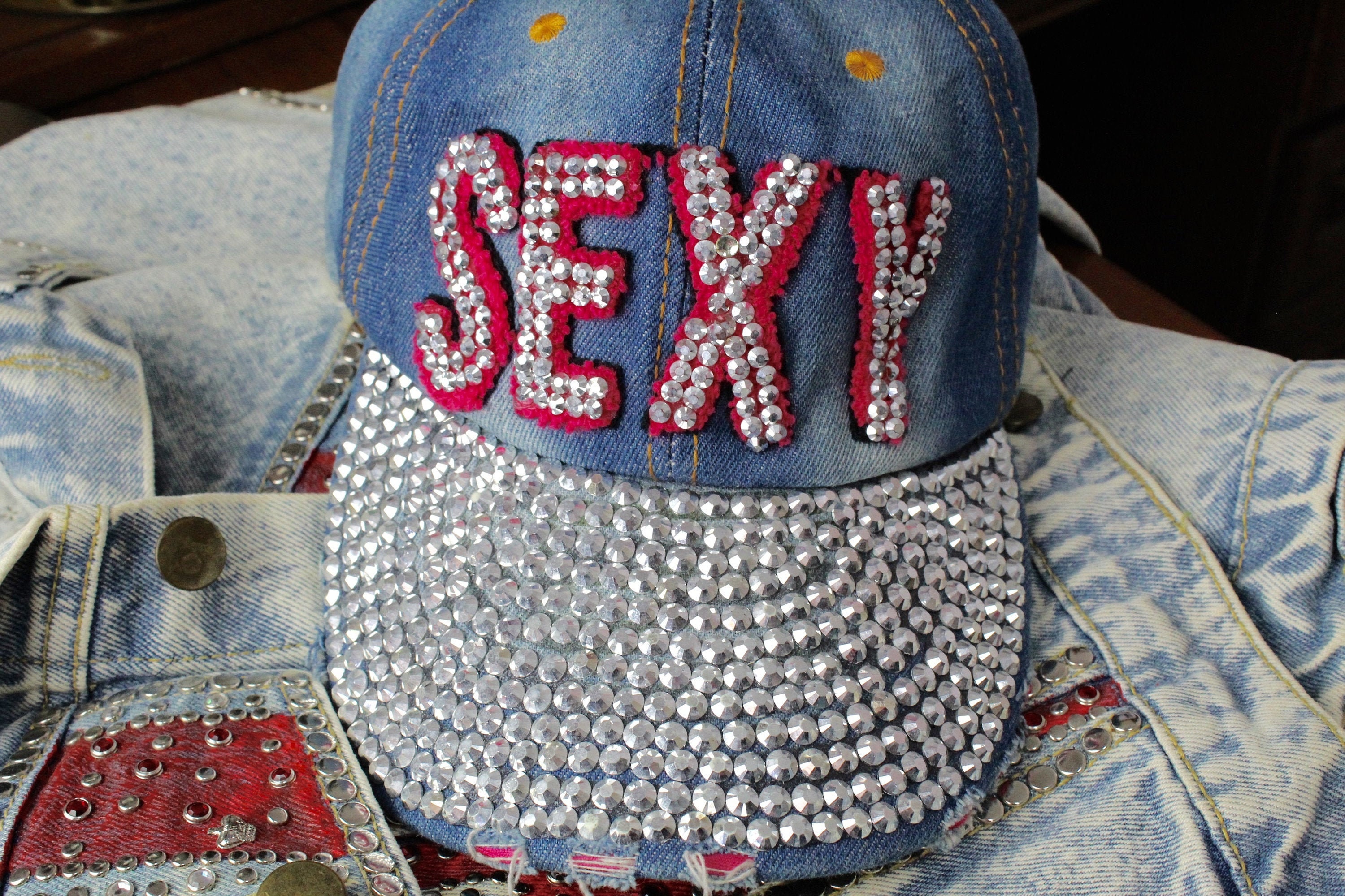 Sexy Denim Bling Cap - Etsy