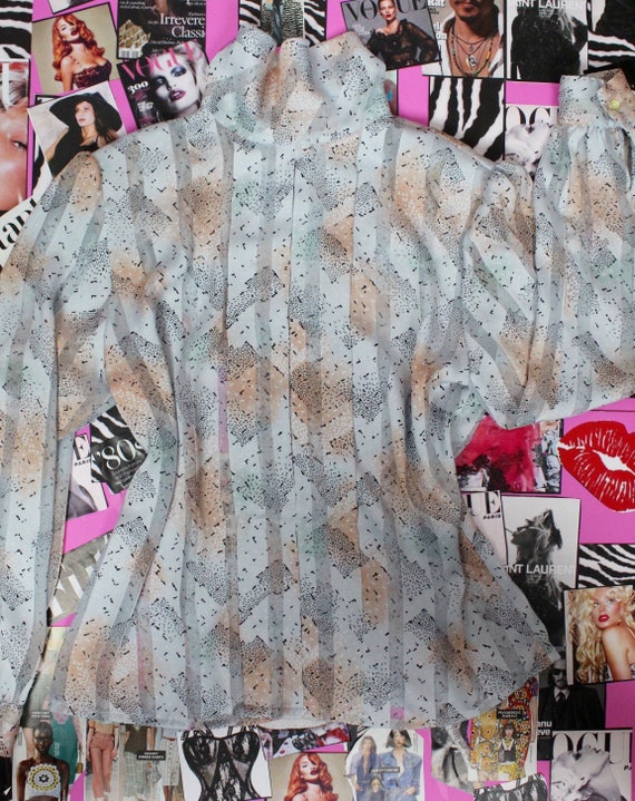 Vintage 80's 90's Nicola High Neck Abstract Blouse