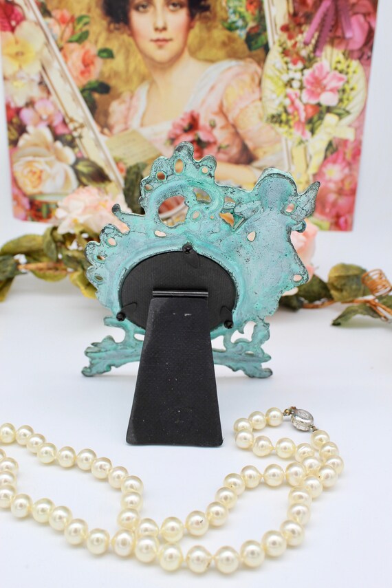 装飾的天使の金属製フォトフレーム ヴィンテージ装飾天使ヘビーメタルミニフォトフレーム