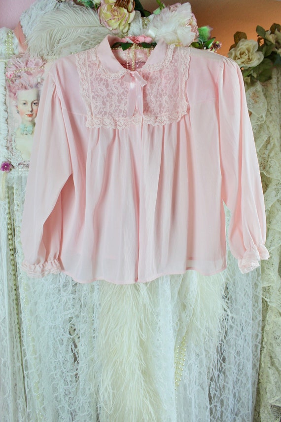 50s cotton jacket PINK 襤褸 Vintage 50s 60s Lovely Sheer