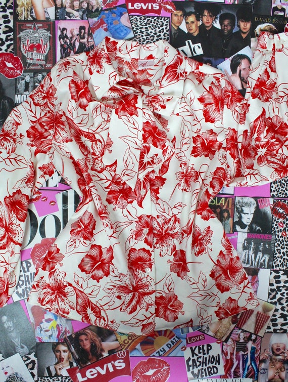 Vintage 70's Silky Red Floral Button up Blouse - image 2