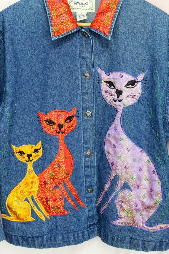 90s Tantrum Cat Denim Shirt/jacket 
