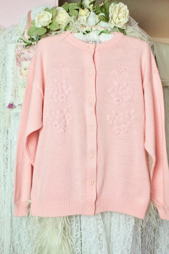 Vintage 90s Peachy Cardigan Sweater, Vintage Knit 