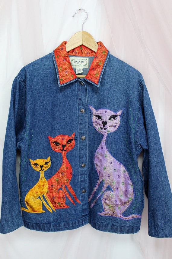 90s Tantrum Cat Denim Shirt/jacket 