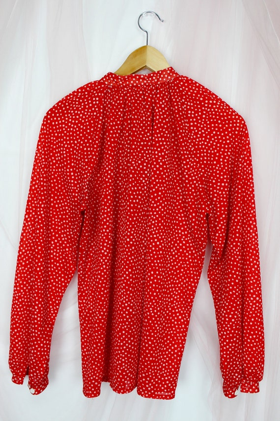 Vintage 70's Red Polka Dot Blouse, 70s Blouses, S… - image 5