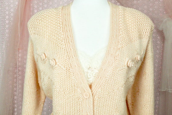 Vintage 90s Peachy knit Cardigan Sweater, Koret C… - image 5