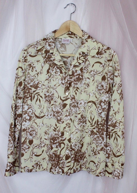 70's Vintage Long Sleeve Floral Button up Shirt - image 4