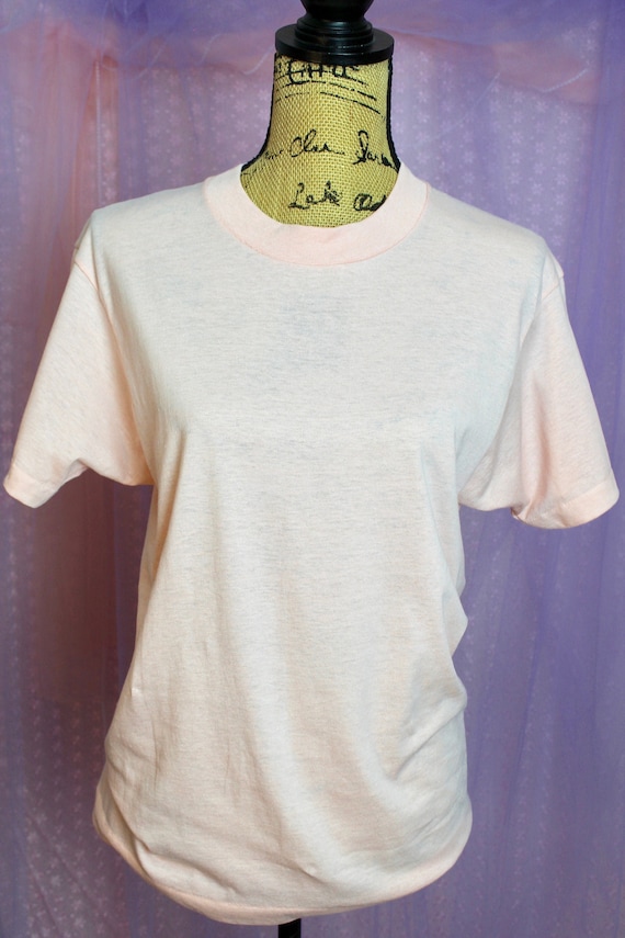 Vintage 70s Light Peachy T-Shirt, Lightweight T-Sh