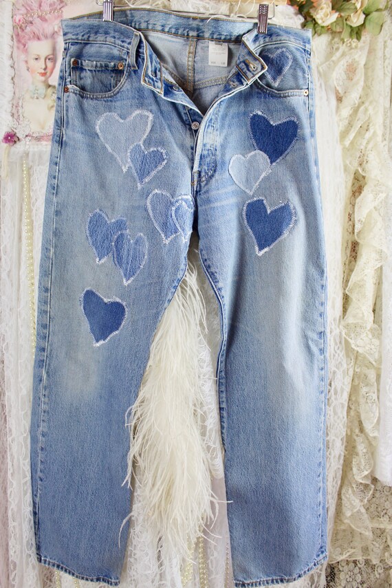 Vintage Y2ks Levi Strauss Denim Jeans, Upcycled H… - image 2