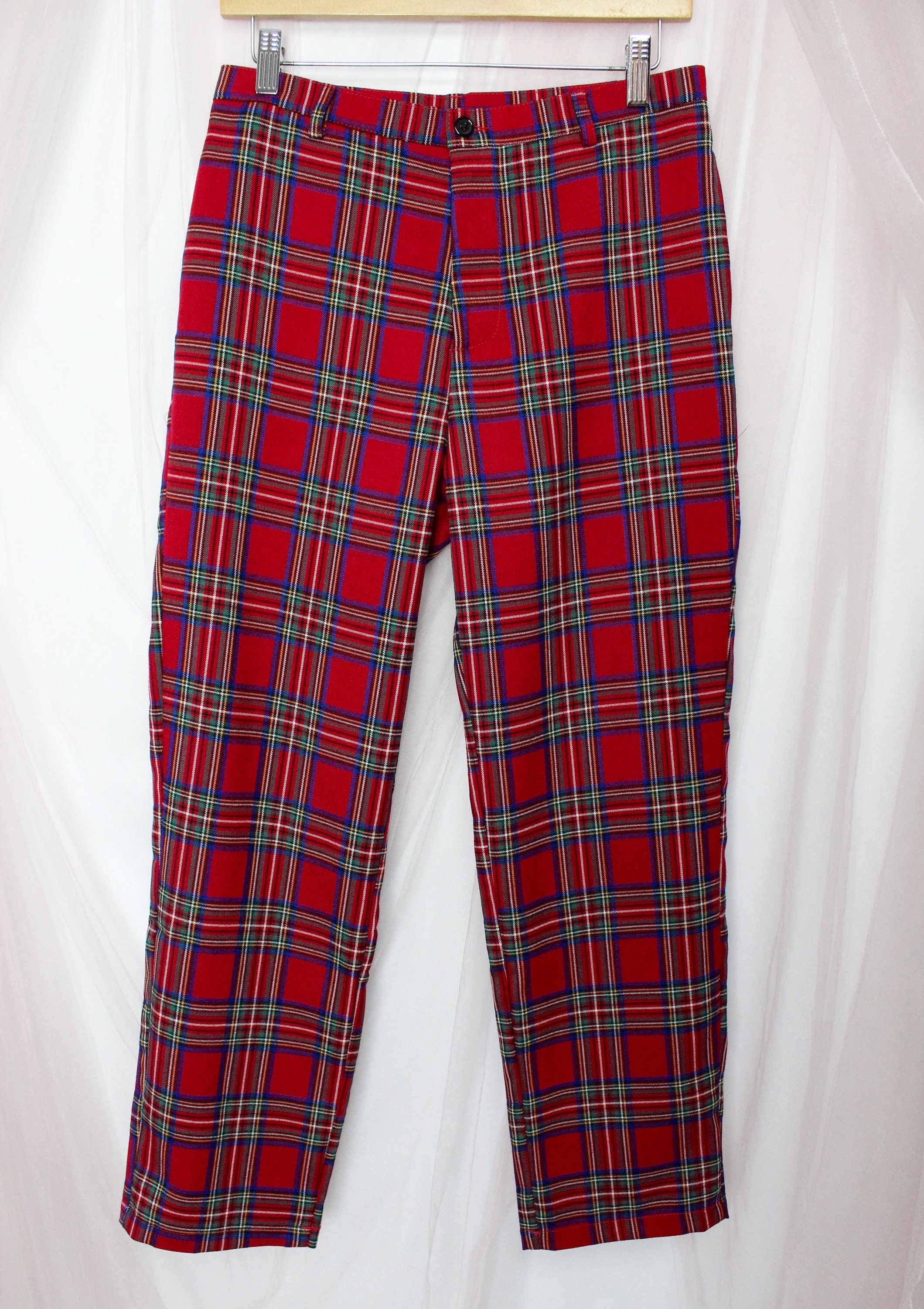 Punk Red Plaid Pants | Etsy