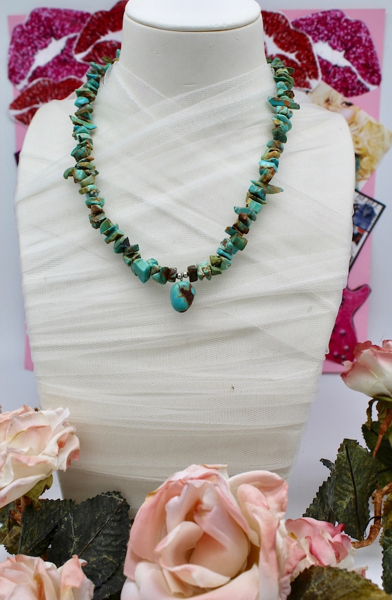 Vintage Turquoise Beaded Choker, Beach Choker, Sur