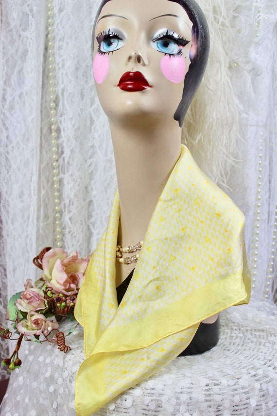 Vintage Yellow Silk Abstract Small Scarf, Hair Sc… - image 5