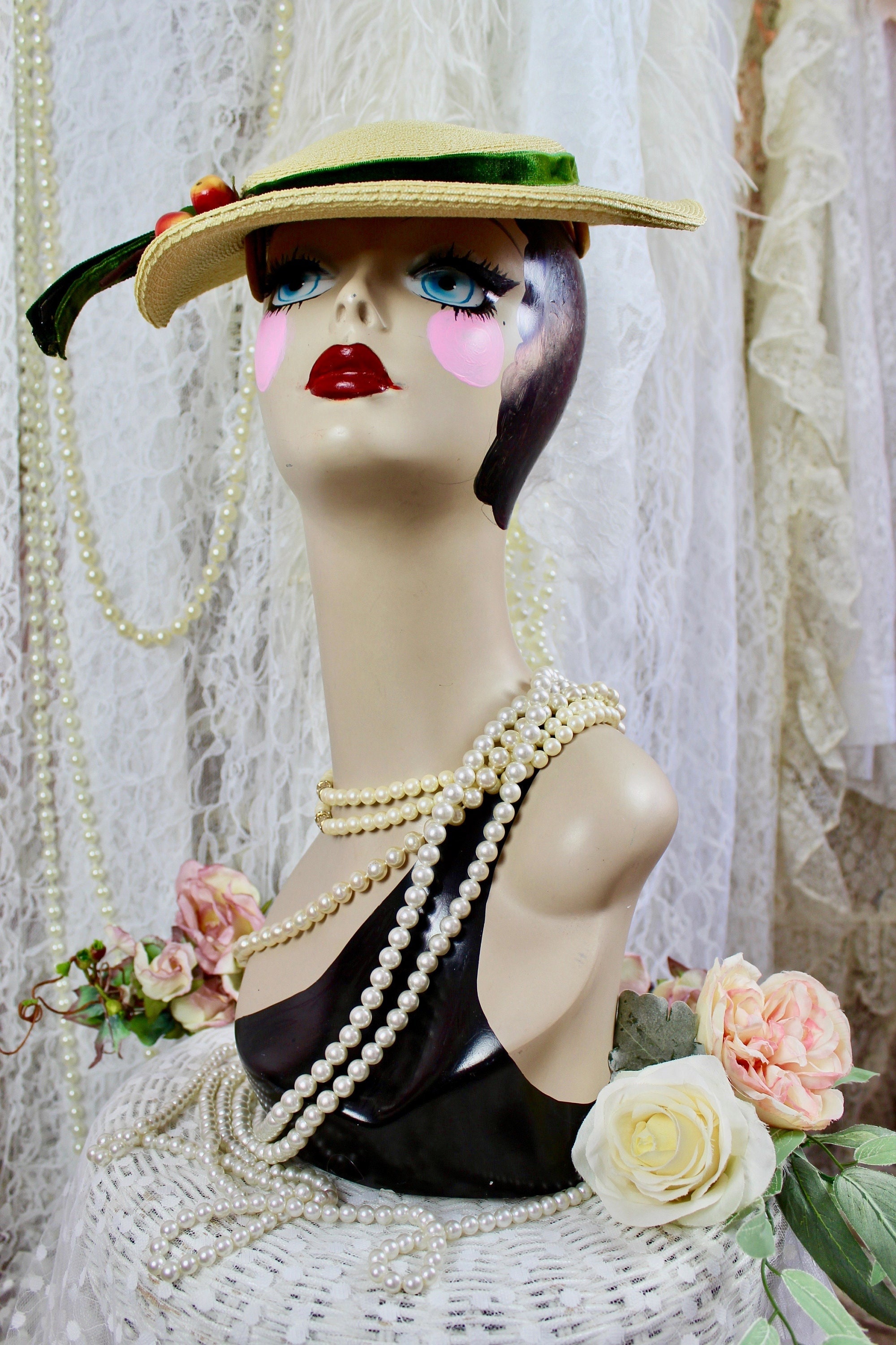 Vintage 50s Garden Fascinator Hat by J.J. Haggarty, Ivory  display picture 1