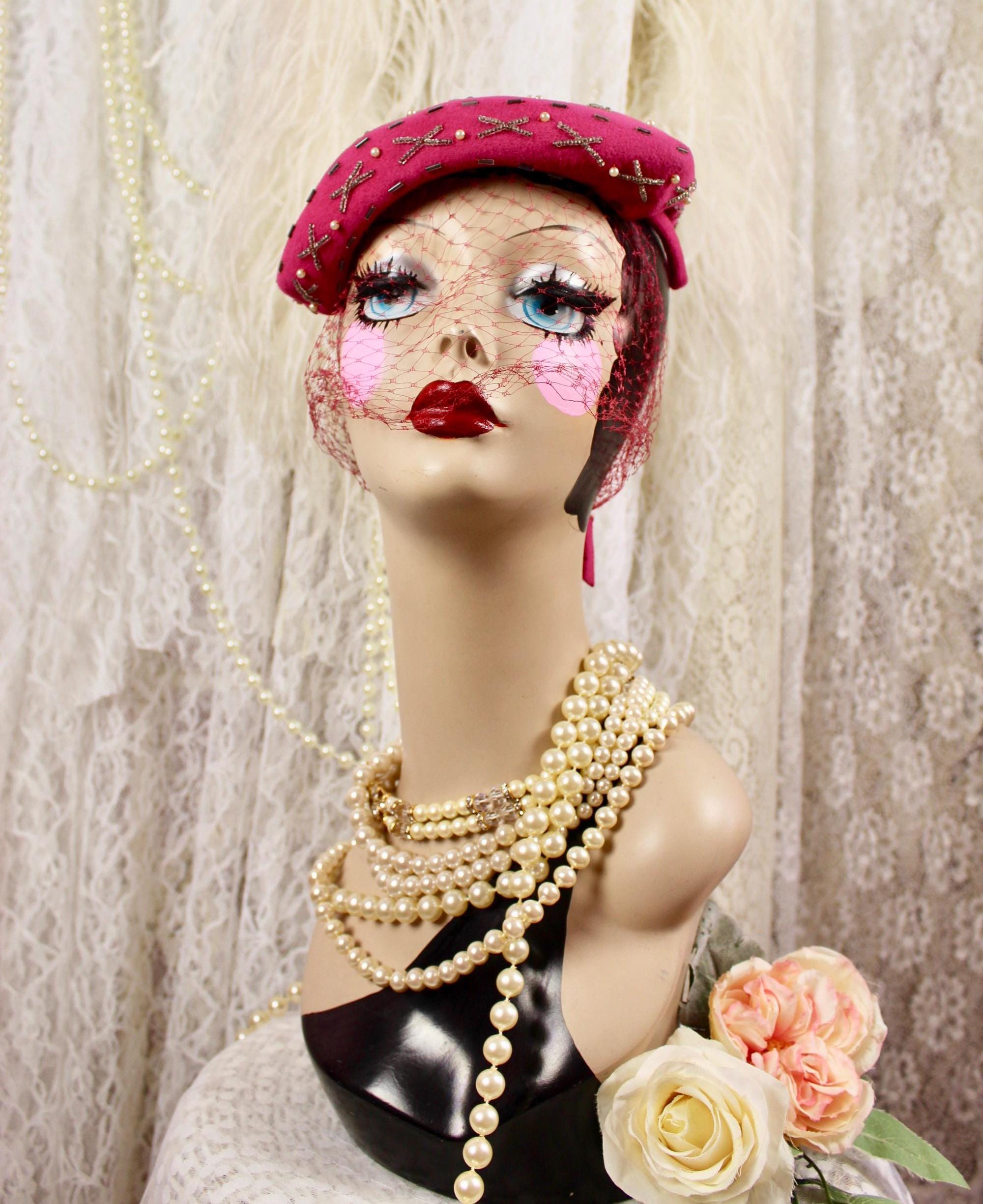 Vintage 1950s Noreen Fashion Hat with Veil Vintage Noreen Fashion Hat With Pink Veil - Etsy Canada main image 4