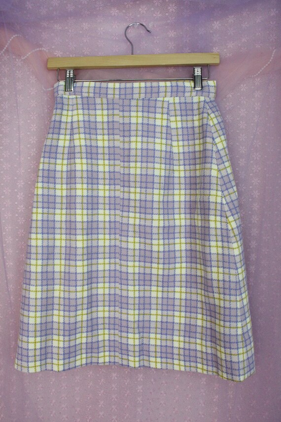 Vintage 60s 70s Handmade Checkered Tweed Skirt, A… - image 6