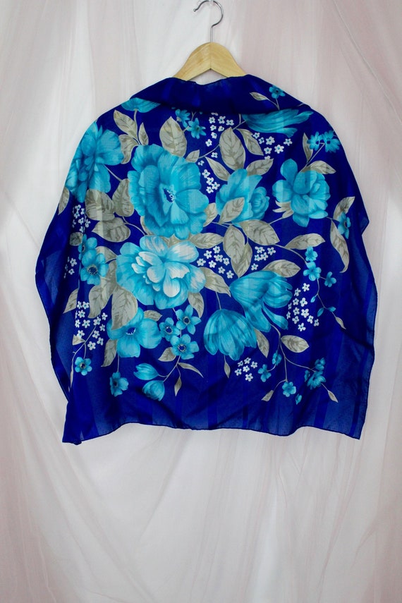 Vintage Blue Floral Scarf