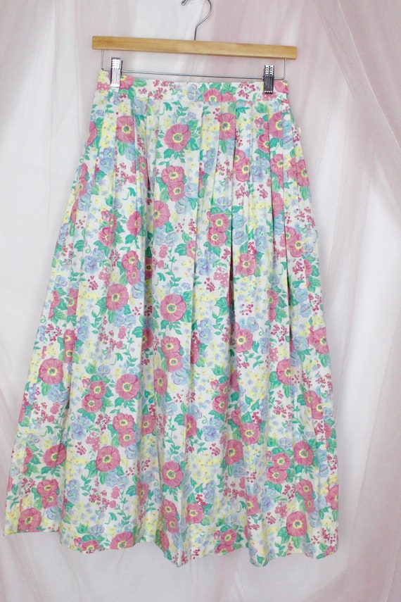 Vintage 70s 80's Floral Skirt, VTG Skirts, Floral 