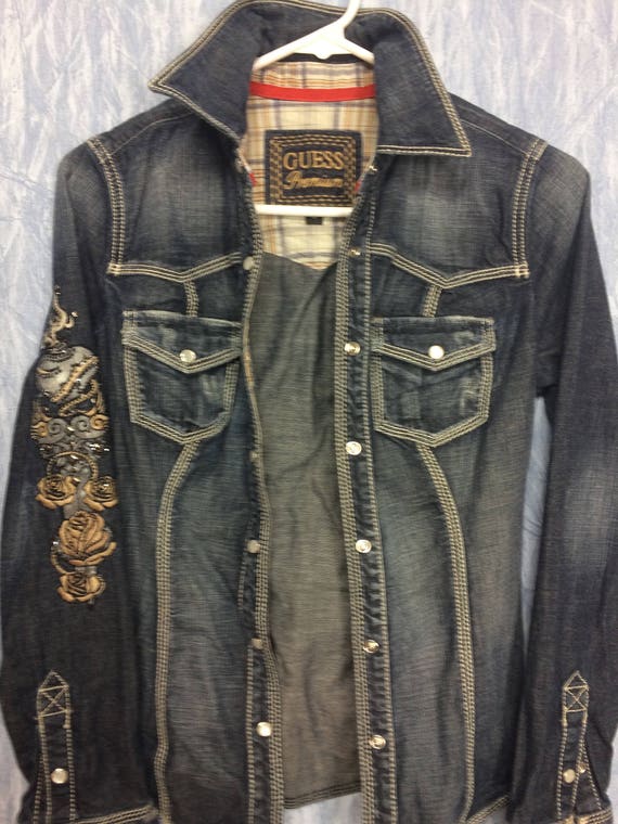 Vintage Guess Western Denim Shirt - Etsy