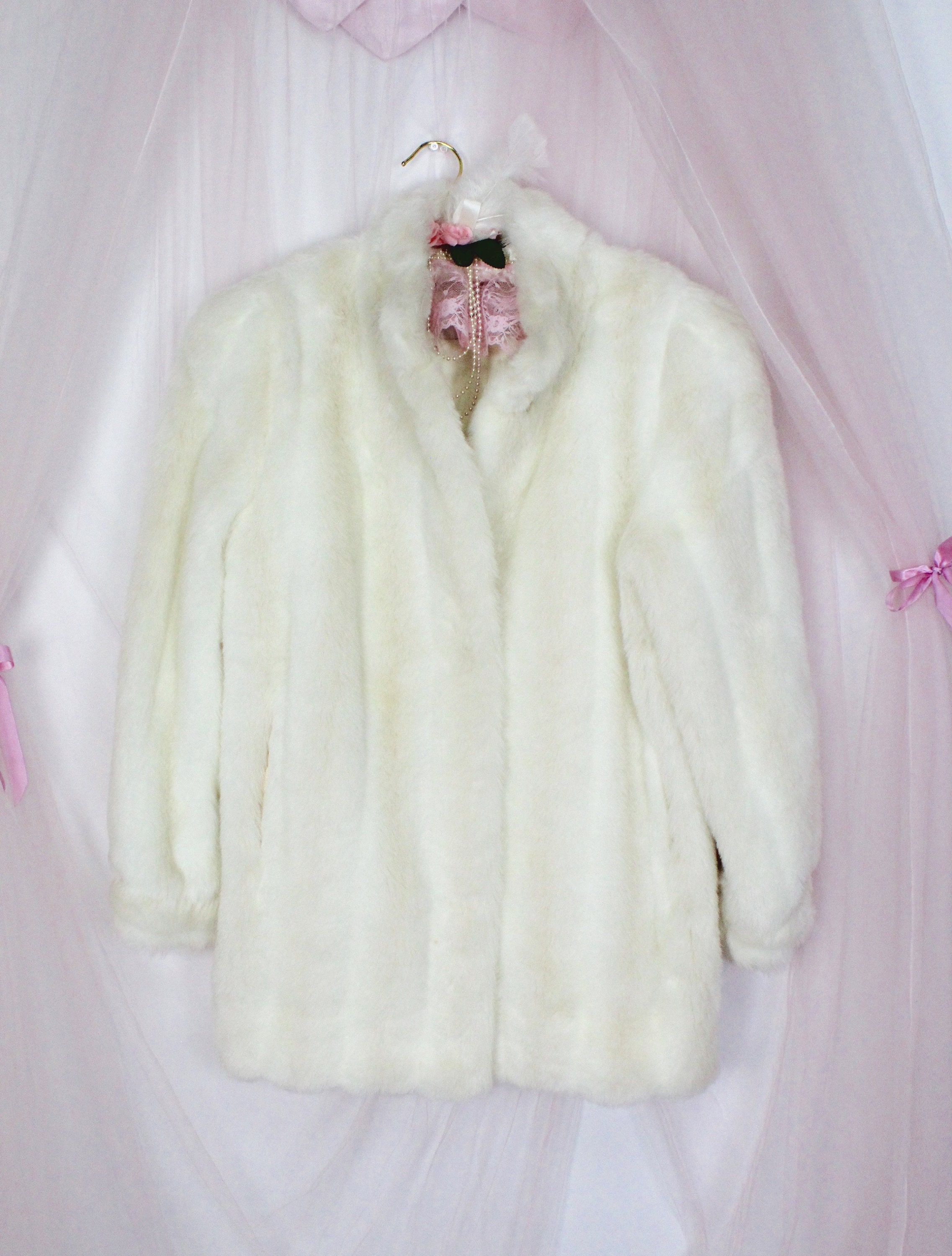 70's/80's Cream Faux Fur Coat main image 1