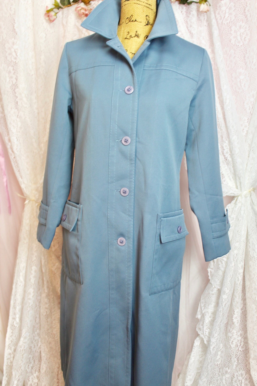 Vintage 70s Blue Forecaster of Boston Trench Coat, Stylish